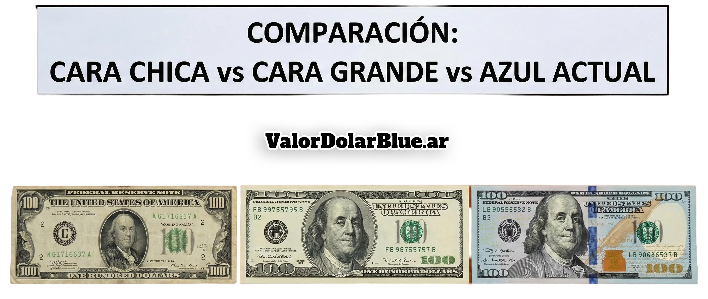 Comparación dólar cara chica vs cara grande
